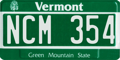 VT license plate NCM354