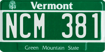 VT license plate NCM381