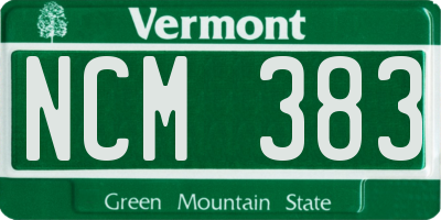 VT license plate NCM383