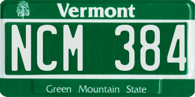 VT license plate NCM384