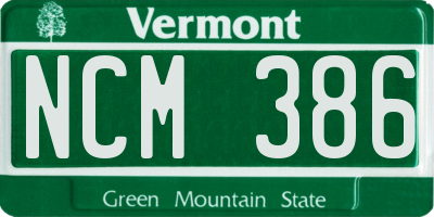 VT license plate NCM386