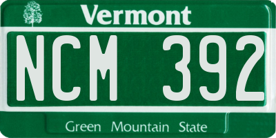 VT license plate NCM392