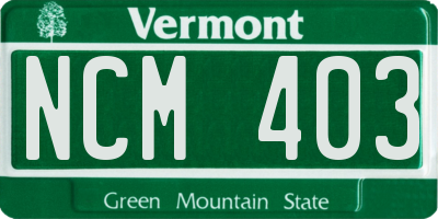 VT license plate NCM403