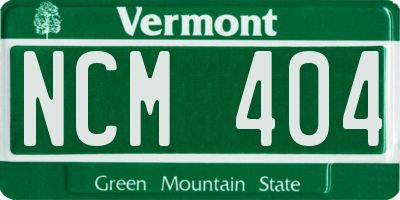 VT license plate NCM404