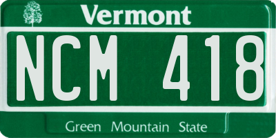 VT license plate NCM418