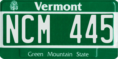VT license plate NCM445