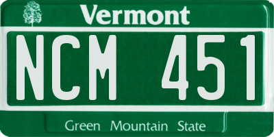 VT license plate NCM451