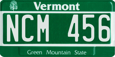 VT license plate NCM456