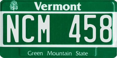 VT license plate NCM458