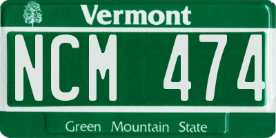VT license plate NCM474