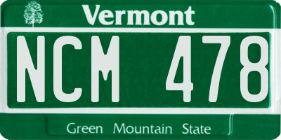 VT license plate NCM478