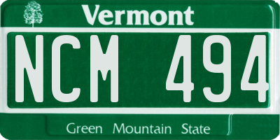 VT license plate NCM494