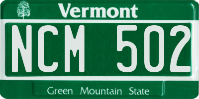 VT license plate NCM502