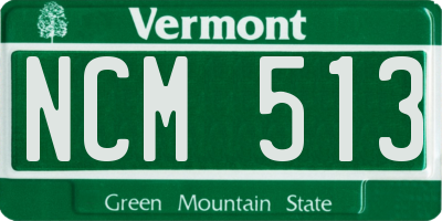 VT license plate NCM513