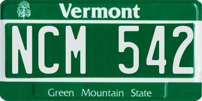 VT license plate NCM542