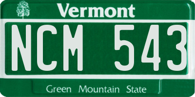 VT license plate NCM543