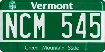 VT license plate NCM545