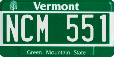 VT license plate NCM551