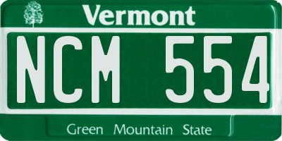 VT license plate NCM554