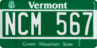 VT license plate NCM567
