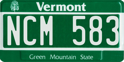 VT license plate NCM583