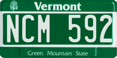 VT license plate NCM592