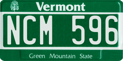 VT license plate NCM596
