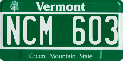 VT license plate NCM603