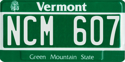 VT license plate NCM607