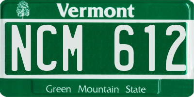 VT license plate NCM612