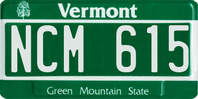 VT license plate NCM615