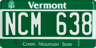 VT license plate NCM638