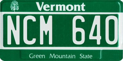 VT license plate NCM640