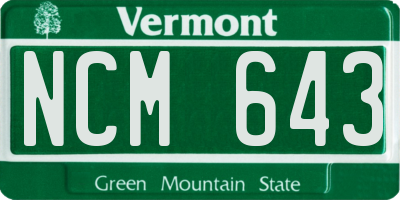 VT license plate NCM643