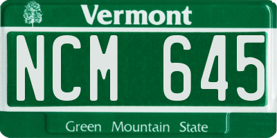 VT license plate NCM645