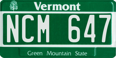 VT license plate NCM647
