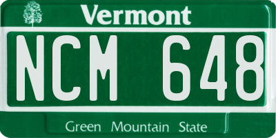VT license plate NCM648