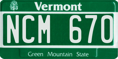 VT license plate NCM670