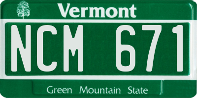 VT license plate NCM671