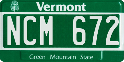 VT license plate NCM672