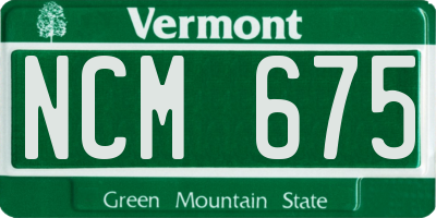 VT license plate NCM675