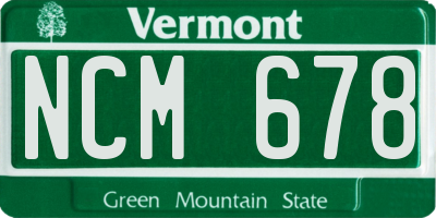 VT license plate NCM678