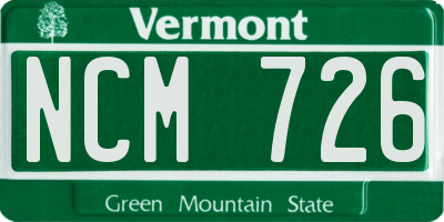 VT license plate NCM726