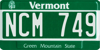 VT license plate NCM749