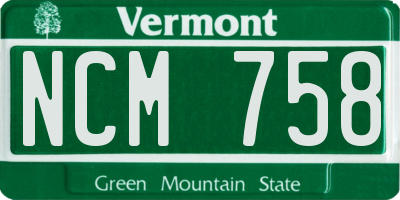 VT license plate NCM758