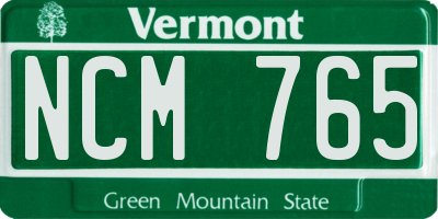 VT license plate NCM765