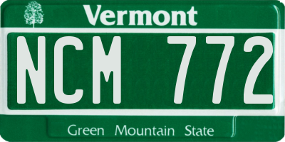 VT license plate NCM772