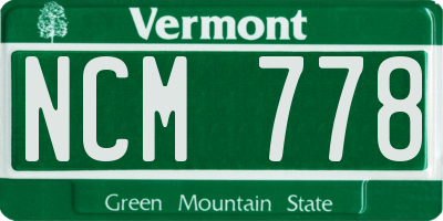 VT license plate NCM778