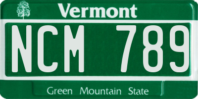 VT license plate NCM789