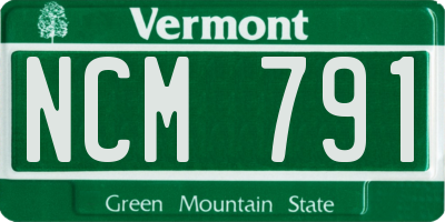 VT license plate NCM791